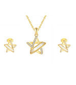 Load image into Gallery viewer, Loretana 925 Sterling Silver Star Jewelry Set Gold Plated White Enamel Pendant Necklace and Matching Earrings Set for Women and Girls
