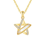 Load image into Gallery viewer, Loretana 925 Sterling Silver Star Jewelry Set Gold Plated White Enamel Pendant Necklace and Matching Earrings Set for Women and Girls
