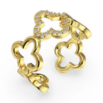 Load image into Gallery viewer, Bloom Four Leaf Clover Moissanite Ring 925 Sterling Silver 18k Gold Plated
