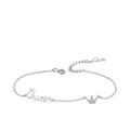 925 silver crown initial bracelet in rhodium finish