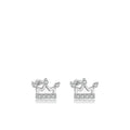 925 silver crown stud earrings with AAAAA zirconia in rhodium plated finish