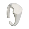 925 silver adjustable ring featuring a smooth engravable heart motif on white.
