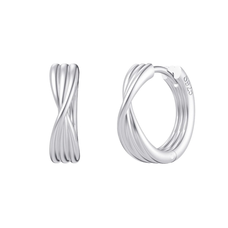 925 Silver Minimalist Hoops in hallmarked silver displayed on a white background showing their mirror-bright circular design.