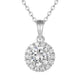 925 Silver Prismatic Round Zircon Necklace in 925 sterling silver displayed on a pure white background to show its brilliant prismatic stone.
