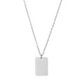 Close up of high-polish square silver pendant showing custom laser engraving