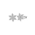Pair of rhodium-plated 925 sterling silver marquise flower stud earrings, each petal set with AAAAA cubic zirconia.