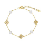 Load image into Gallery viewer, 14K Gold Four Leaf Clover Bracelet | Shell Pearls &amp; 925 Sterling Silver