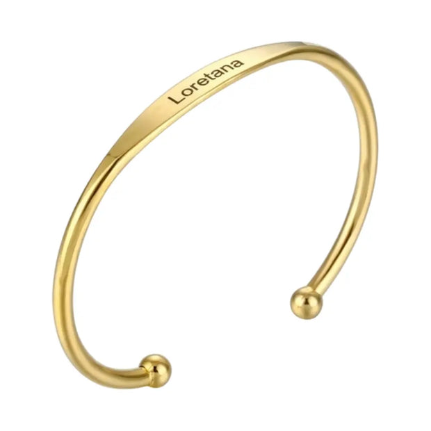 18K Gold Personalized Letter Bangle in 925 Silver