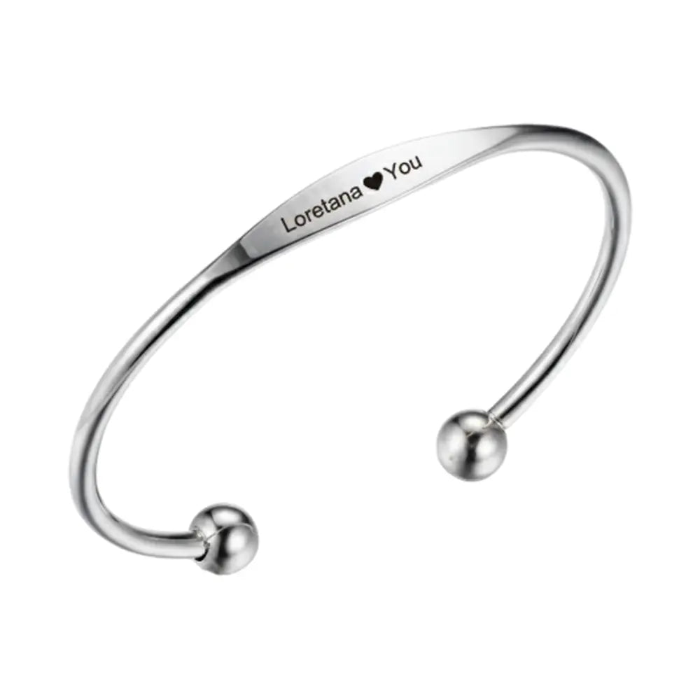 Personalized Letter Bangle - 925 Sterling Silver Custom Cuff | Loretana