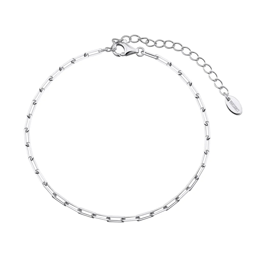 Paper Clip Chain Link Bracelet 925 Sterling Silver Minimalist Fine Jewelry