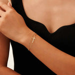 Load image into Gallery viewer, Cross Double Layer Chain Bracelet 925 Sterling Silver Christian Religious Jewelry