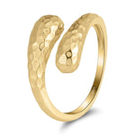 Load image into Gallery viewer, Snake Motif and Teardrop Adjustable Ring Set 925 Sterling Silver 14K Gold