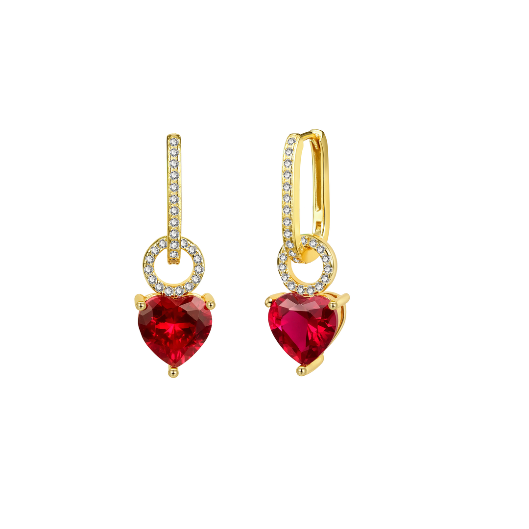 Loretana Interchangeable Erring's Red Zircon 14k Gold Plated