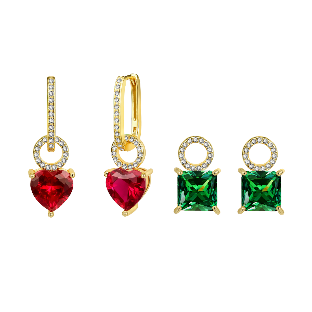 Loretana Interchangeable Erring's Red Zircon 14k Gold Plated