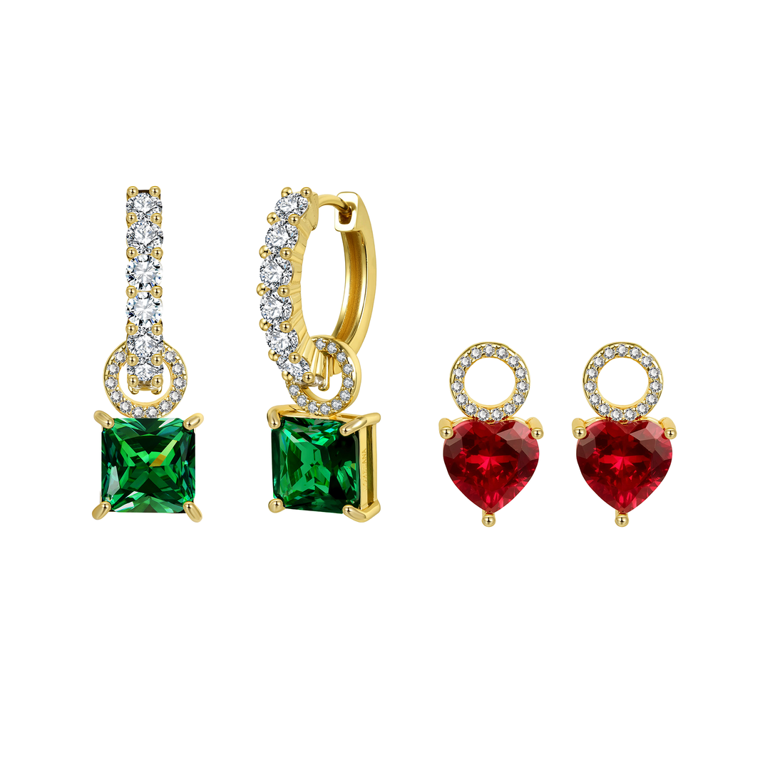 Loretana Interchangeable Erring's Green Zircon 14k Gold Plated