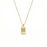 Custom Square Laser Engraved Pendant Necklace 925 Sterling Silver 14K Gold Plated