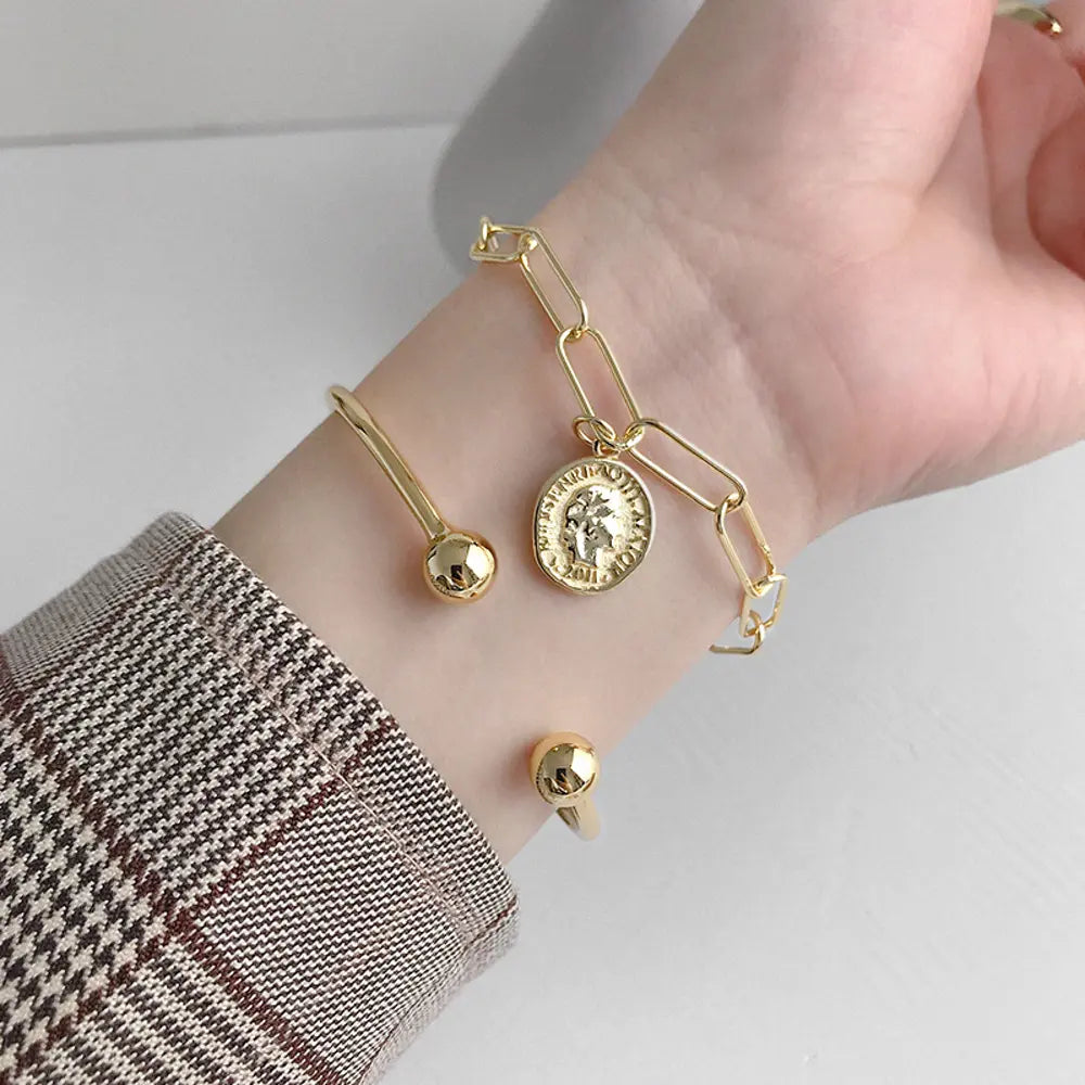18K Gold Personalized Letter Bangle