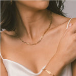 Laadi pilt galeriivaaturisse, Paperclip Rectangle Link Chain Necklace 925 Sterling Silver 14K Gold Plated