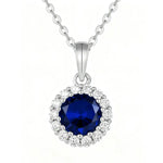 Load image into Gallery viewer, Luxury Blue Sapphire Zircon Pendant Necklace 925 Sterling Silver Classic Round