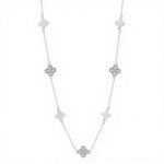 Load image into Gallery viewer, Four Leaf Clover Charm Necklace 925 Sterling Silver Shell Pearl Rhodium Plated