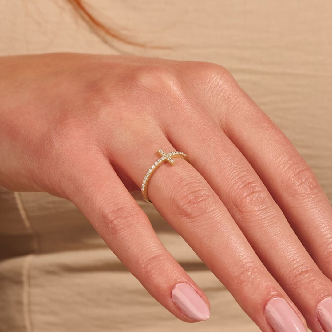 Loretana Cross Gold plated Ring