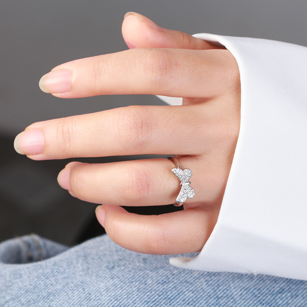 Loretana butterfly  Rhodium Silver 925