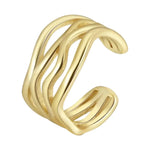 Laadi pilt galeriivaaturisse, Gold Twisted Wave Adjustable Open Ring 925 Sterling Silver