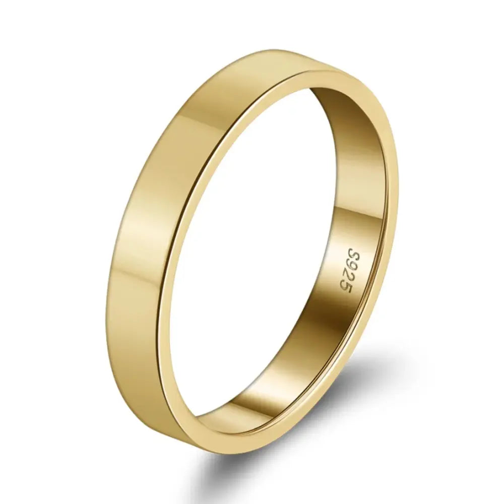 3mm Engravable Thin Band Ring 925 Sterling Silver Gold Plated