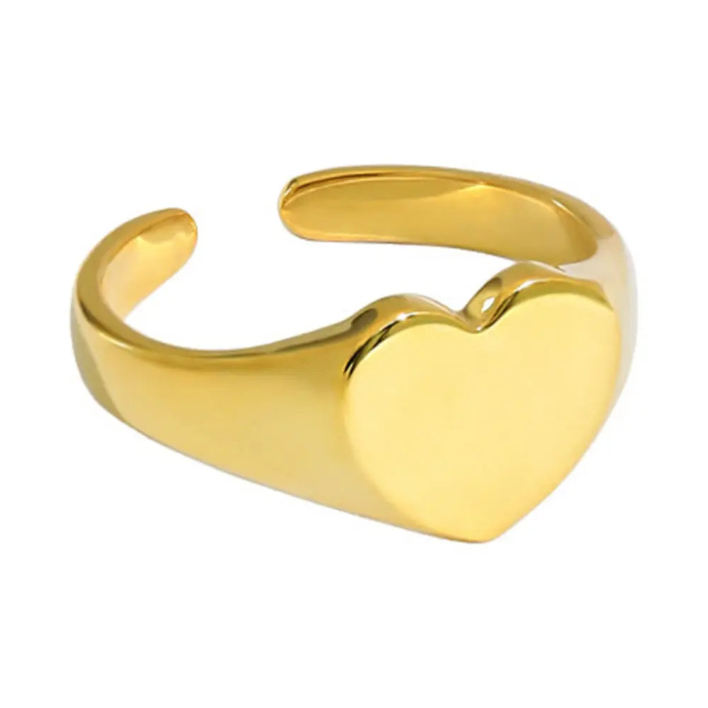 Smooth Heart Shape Open Adjustable Ring 925 Sterling Silver Engravable Series