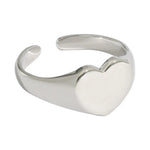 Load image into Gallery viewer, Smooth Heart Shape Open Adjustable Ring 925 Sterling Silver Engravable