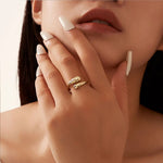 Load image into Gallery viewer, Snake Motif and Teardrop Adjustable Ring Set 925 Sterling Silver 14K Gold