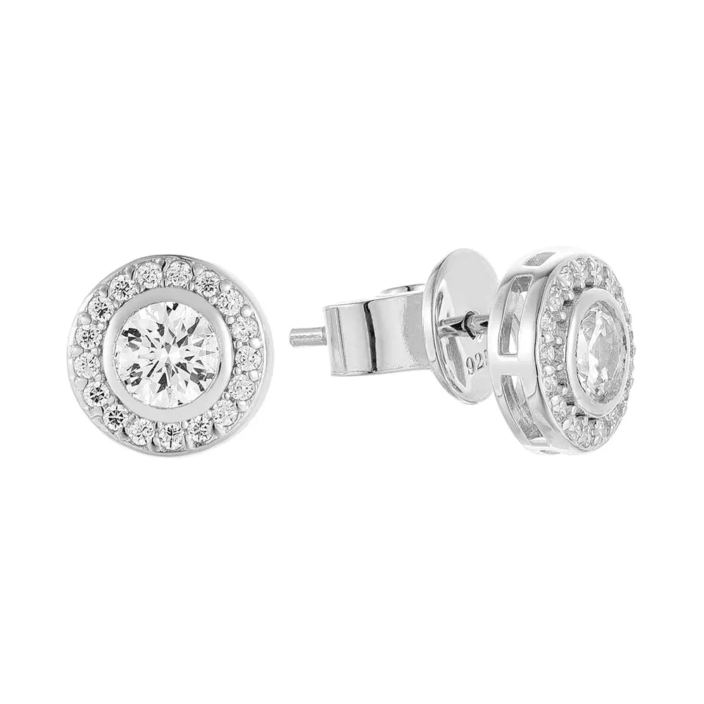 Classic Round Full Cubic Zircon Earrings 925 Sterling Silver Luxury Series