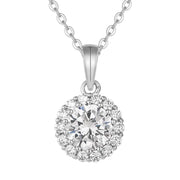 Luxury Multicolor Zircon Pendant Necklace 925 Sterling Silver Classic Round Series