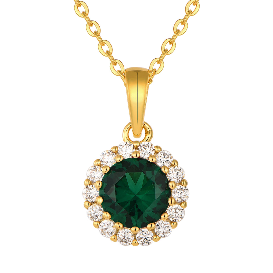Loretana Green Zircon Gold plated Necklace