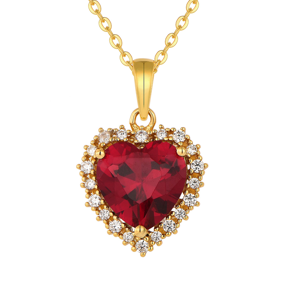 Loretana Red Heart Gold Plated Necklace