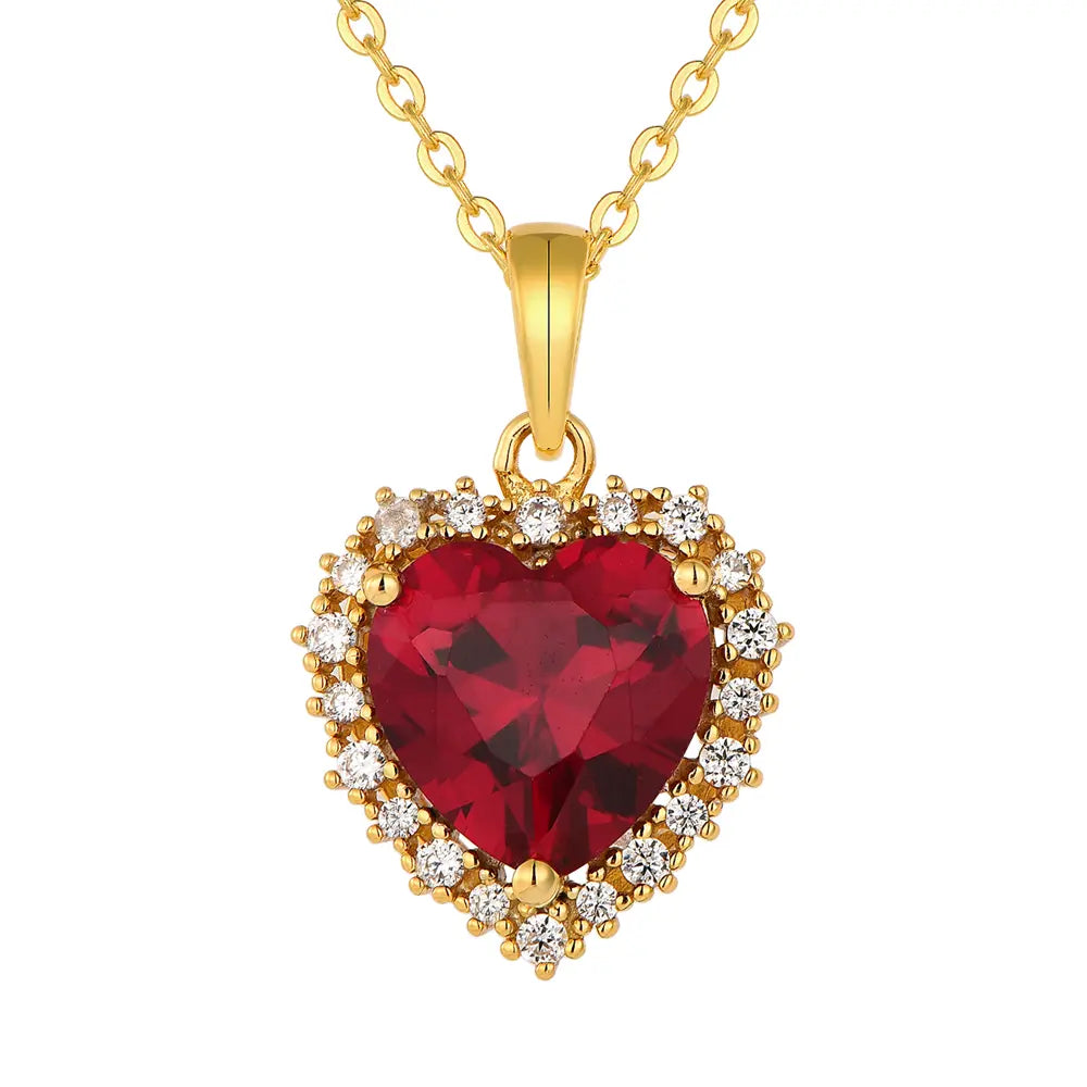 Vintage Zircon Heart Pendant Necklace 925 Sterling Silver Gold Plated Designer Series