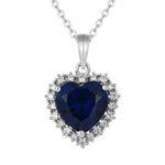 Load image into Gallery viewer, Loreta Blue Heart Rhodium Silver 9025 Necklace
