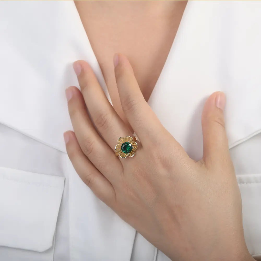 Interchangeable Flower Duo Zirconia Ring 925 Sterling Silver Rhodium Series