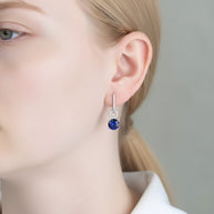 925 Silver Blue Halo Interchangeable Hoop Earrings