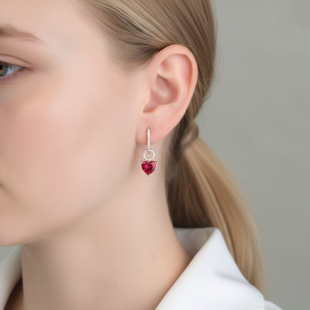 14K Gold Ruby & Emerald Interchangeable Hoops in 925 Silver