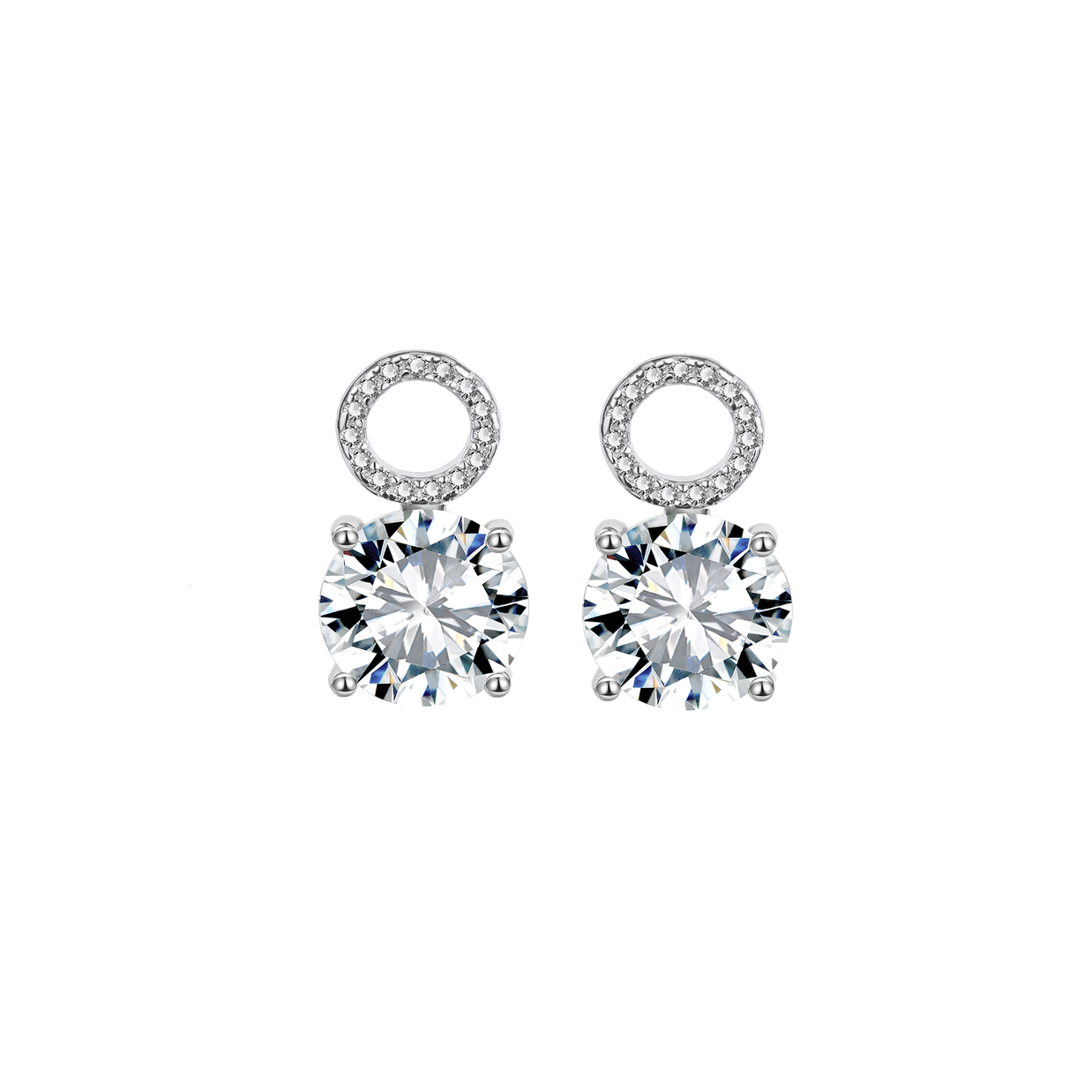 925 Silver Blue Halo Interchangeable Hoop Earrings
