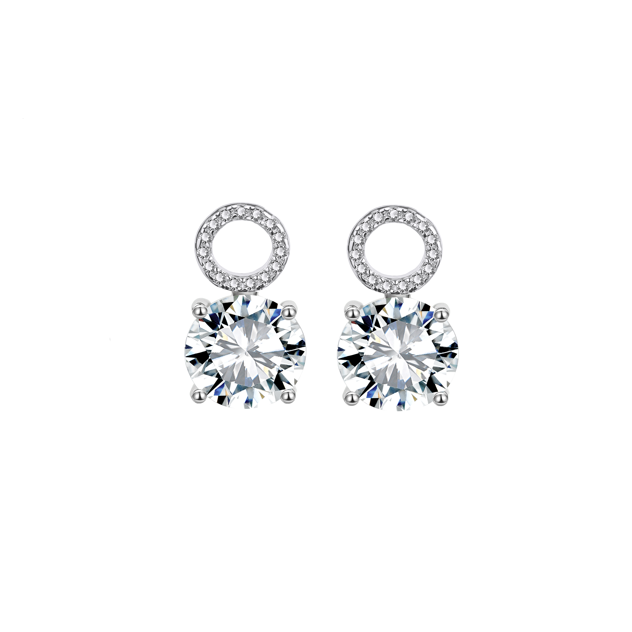 925 Silver Blue Halo Interchangeable Hoop Earrings