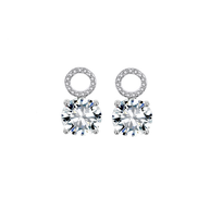 925 Silver Blue Halo Interchangeable Hoop Earrings