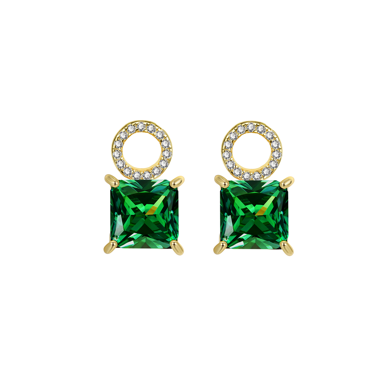 14K Gold Ruby & Emerald Interchangeable Hoops in 925 Silver