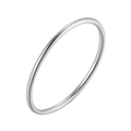 Rhodium-plated 925 sterling silver essential stacking band ring, ultra-slim 1mm width on white background, hallmarked Loretana from Kaunas.