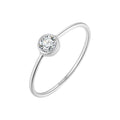 Front view of the rhodium-plated 925 silver solitaire ring on white, showing the AAAAA cubic zirconia setting.