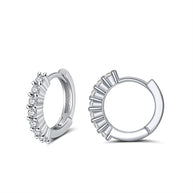 The 925 silver round CZ hoops shown on their own, without the drops, on white.