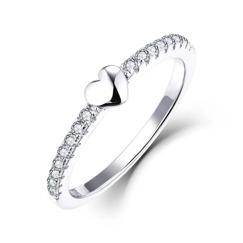 Shiny Cubic Zirconia Heart Ring 925 Sterling Silver Radiant Collection