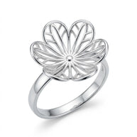 The 925 silver Stone Flower Ring with the stone unscrewed — the base that takes the stone-swap tops