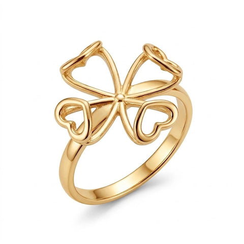 The 14K gold-plated Stone Heart Ring (Duo) with the stone unscrewed — the base that takes the stone-swap tops